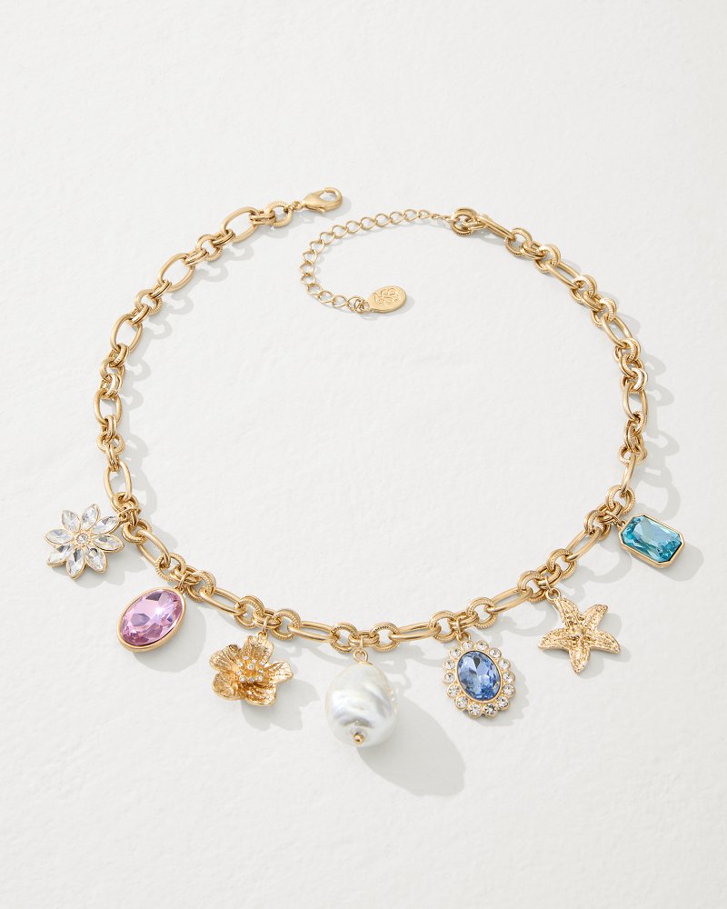 Tidal Treasure Multi-Charm Statement Necklace Gold | Tommy Bahama Best Seller - Tidal Treasure Multi-Charm Statement Necklace