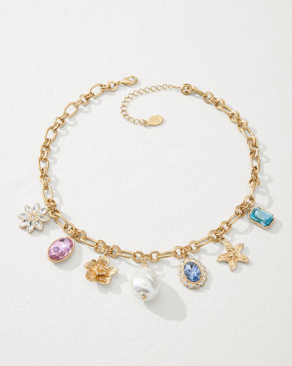 Tidal Treasure Multi-Charm Statement Necklace Gold | Tommy Bahama Best Seller - Tidal Treasure Multi-Charm Statement Necklace