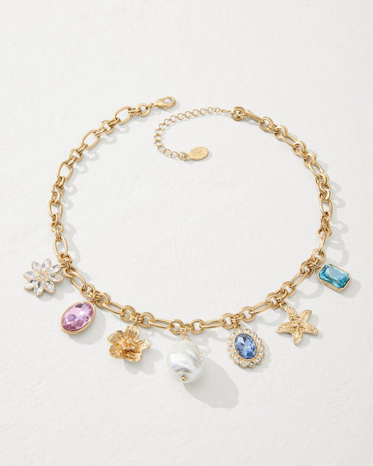 Tidal Treasure Multi-Charm Statement Necklace Gold | Tommy Bahama Best Seller - Tidal Treasure Multi-Charm Statement Necklace