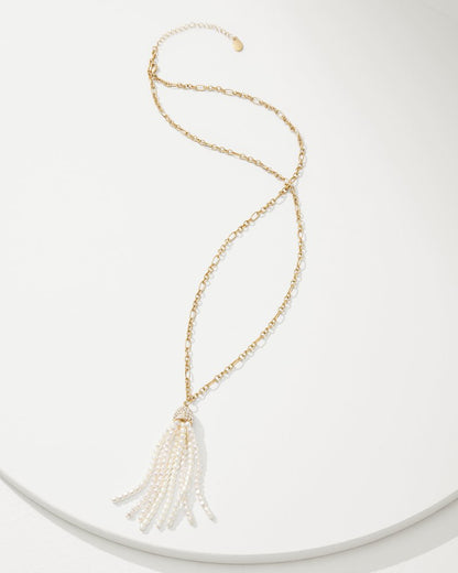 Tidal Treasure Pearl Tassel Necklace Gold | Tommy Bahama Premium - Tidal Treasure Pearl Tassel Necklace