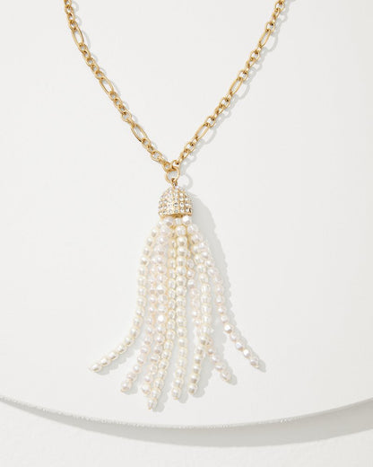 Tidal Treasure Pearl Tassel Necklace Gold | Tommy Bahama Premium - Tidal Treasure Pearl Tassel Necklace