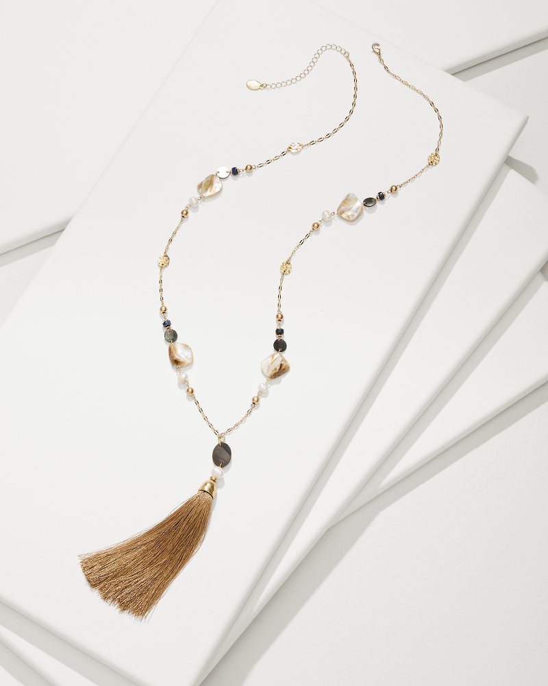 Indigo Shore Mixed Materials Tassel Necklace Gold | Tommy Bahama Popular - Indigo Shore Mixed Materials Tassel Necklace