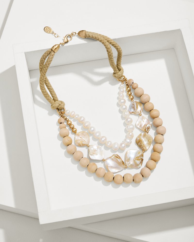 Indigo Shore Mother of Pearl Shell Statement Necklace Gold | Tommy Bahama Latest - Indigo Shore Mother of Pearl Shell Statement Necklace