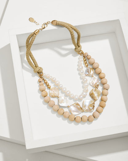 Indigo Shore Mother of Pearl Shell Statement Necklace Gold | Tommy Bahama Latest - Indigo Shore Mother of Pearl Shell Statement Necklace