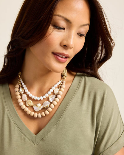Indigo Shore Mother of Pearl Shell Statement Necklace Gold | Tommy Bahama Latest - Indigo Shore Mother of Pearl Shell Statement Necklace
