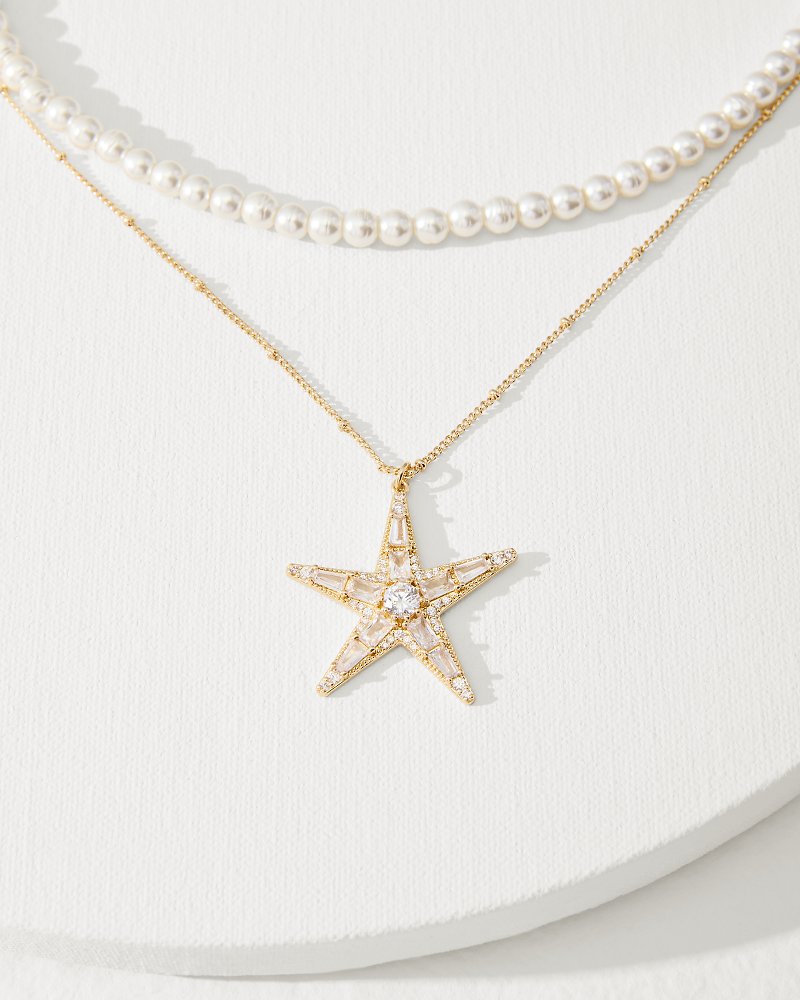 Moments in Paradise Star Layered Pearl Necklace Gold | Tommy Bahama Classic - Moments in Paradise Star Layered Pearl Necklace