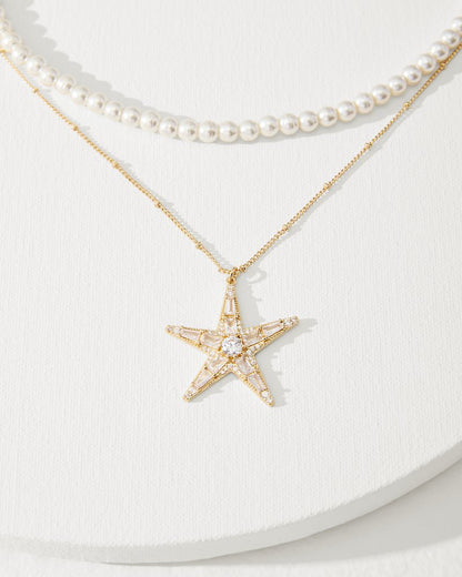 Moments in Paradise Star Layered Pearl Necklace Gold | Tommy Bahama Classic - Moments in Paradise Star Layered Pearl Necklace