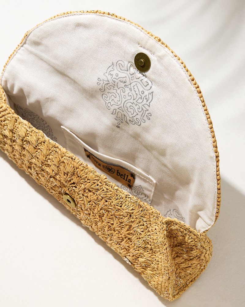Rimini Raffia Clutch Natural/Silver | Tommy Bahama Great Value - Rimini Raffia Clutch
