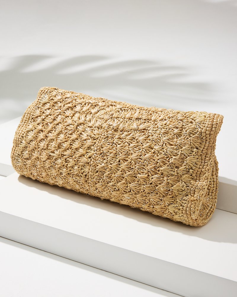 Rimini Raffia Clutch Natural/Silver | Tommy Bahama Great Value - Rimini Raffia Clutch