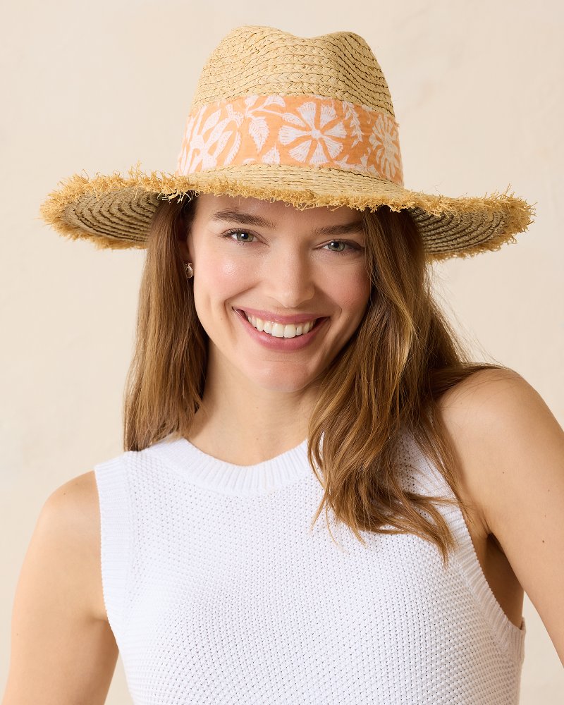 Seaside Continental Raffia Hat Natural/Coral | Tommy Bahama Best Price - Seaside Continental Raffia Hat