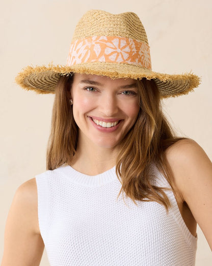 Seaside Continental Raffia Hat Natural/Coral | Tommy Bahama Best Price - Seaside Continental Raffia Hat