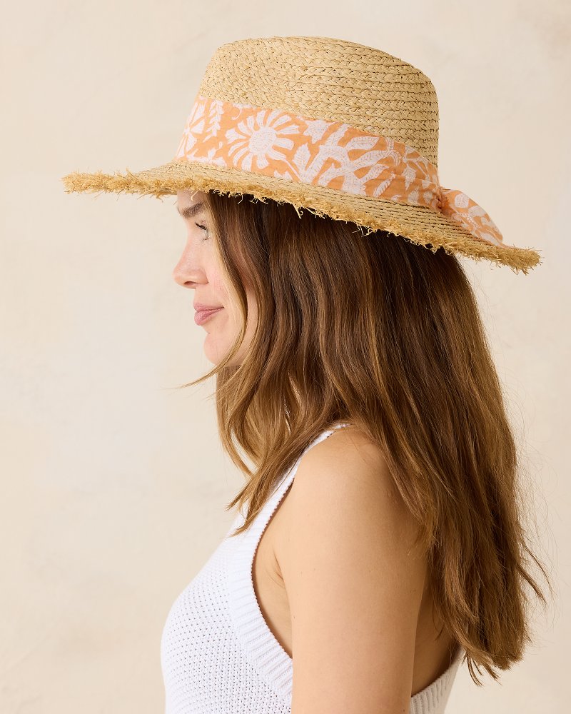 Seaside Continental Raffia Hat Natural/Coral | Tommy Bahama Best Price - Seaside Continental Raffia Hat