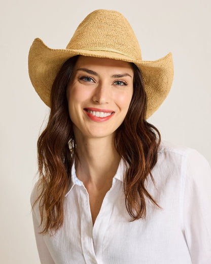 Raffia Crochet Cowboy Hat Natural/Gold | Tommy Bahama Customer Favorite - Raffia Crochet Cowboy Hat