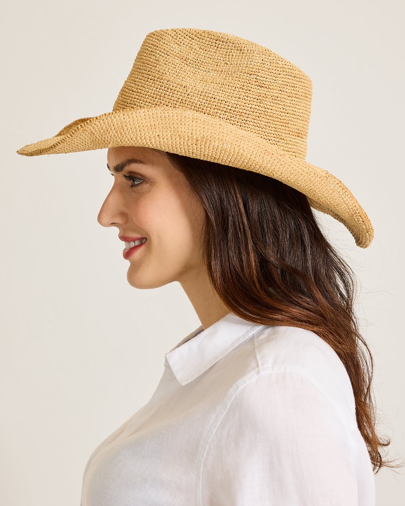 Raffia Crochet Cowboy Hat Natural/Gold | Tommy Bahama Customer Favorite - Raffia Crochet Cowboy Hat