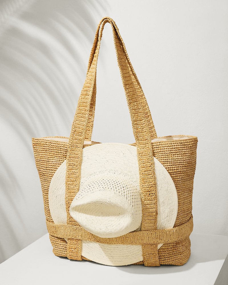 Raffia Traveler Tote Natural | Tommy Bahama New - Raffia Traveler Tote