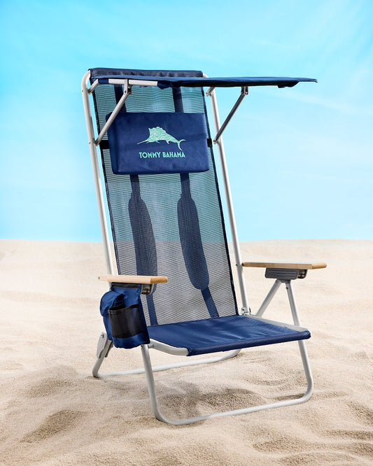 Tommy Bahama Mesh Beach Chair With Shade Navy | Tommy Bahama Smart Buy - Tommy Bahama Mesh Beach Chair With Shade
