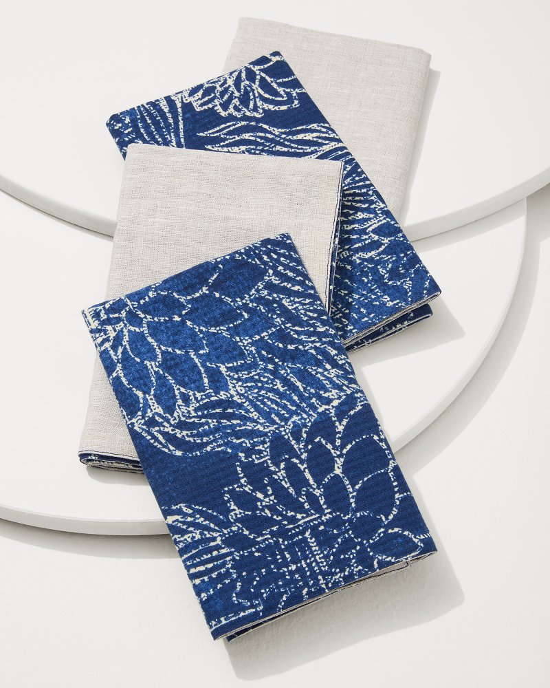 Island Navy Upcycled Reversible Dinner Napkins - Set of 4 Island Navy | Tommy Bahama Classic - Island Navy Upcycled Reversible Dinner Napkins - Set of 4