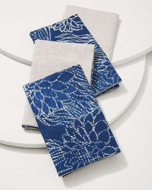 Island Navy Upcycled Reversible Dinner Napkins - Set of 4 Island Navy | Tommy Bahama Classic - Island Navy Upcycled Reversible Dinner Napkins - Set of 4