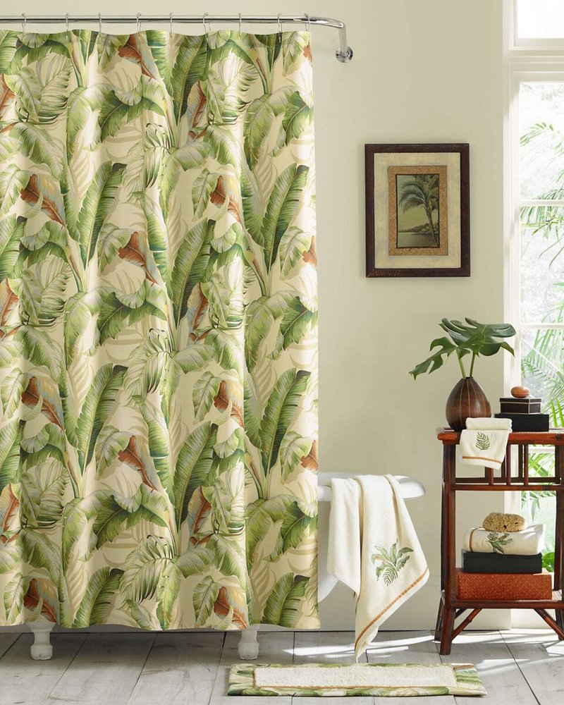 Palmiers Medium Green Shower Curtain Green | Tommy Bahama Deals - Palmiers Medium Green Shower Curtain