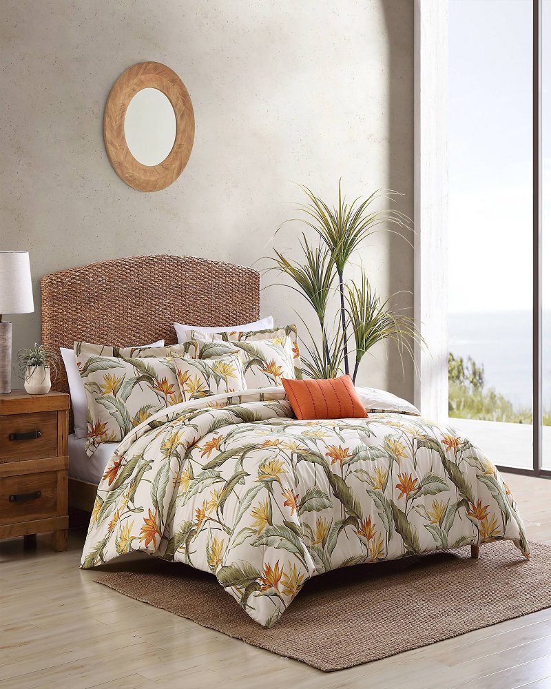 Birds of Paradise 5-Piece King Comforter Set Ivory Cream | Tommy Bahama Top Pick - Birds of Paradise 5-Piece King Comforter Set