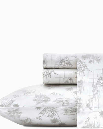 Vintage Map Sheet Set, King Grey | Tommy Bahama Recommended - Vintage Map Sheet Set, King