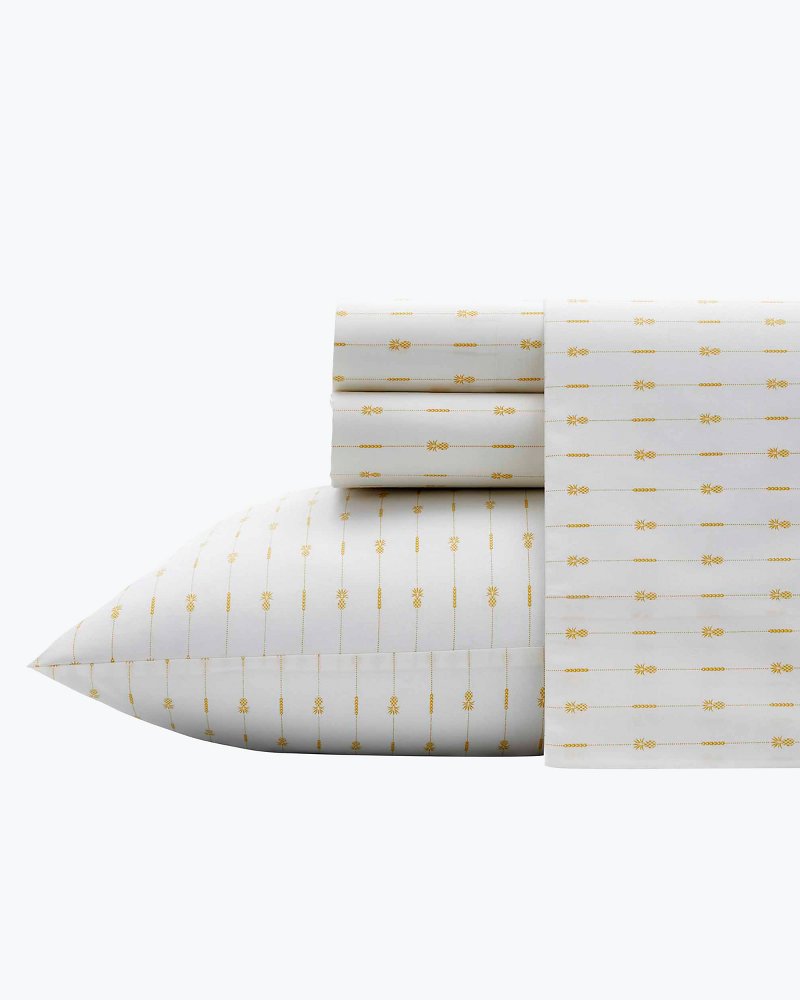 Pineapple Pinstripe 4-Piece King Sheet Set Yellow | Tommy Bahama Hot Sale - Pineapple Pinstripe 4-Piece King Sheet Set