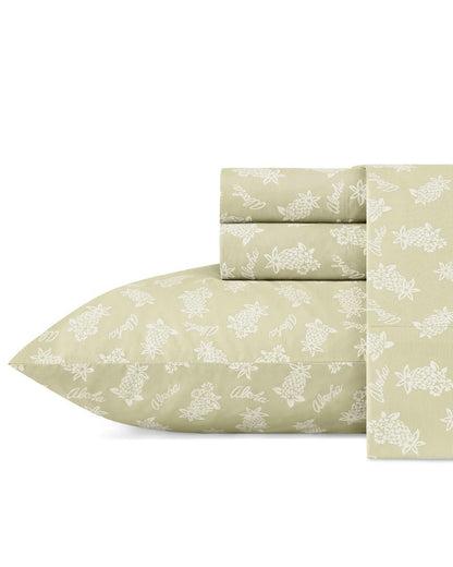 Aloha Pineapple Queen Sheet Set Sage Green | Tommy Bahama Signature - Aloha Pineapple Queen Sheet Set