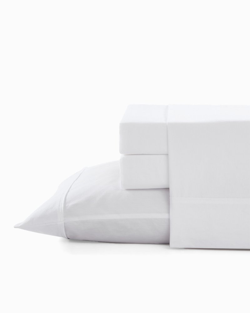 Solid 4-Piece Queen Sheet Set White | Tommy Bahama Trending - Solid 4-Piece Queen Sheet Set