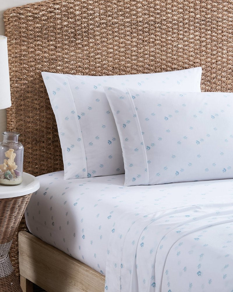 Angel Fish 4-Piece Queen Sheet Set Blue | Tommy Bahama Customer Favorite - Angel Fish 4-Piece Queen Sheet Set