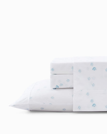Angel Fish 4-Piece Queen Sheet Set Blue | Tommy Bahama Customer Favorite - Angel Fish 4-Piece Queen Sheet Set