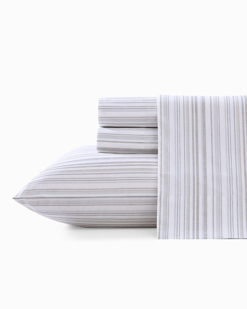 Kahanu Stripe 4-Piece Queen Sheet Set Grey | Tommy Bahama Sale - Kahanu Stripe 4-Piece Queen Sheet Set