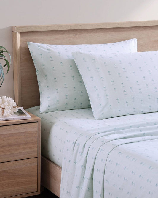 Kew Palms 4-Piece Queen Sheet Set Blue/Silver | Tommy Bahama Hot Sale - Kew Palms 4-Piece Queen Sheet Set