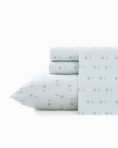 Kew Palms 4-Piece Queen Sheet Set Blue/Silver | Tommy Bahama Hot Sale - Kew Palms 4-Piece Queen Sheet Set