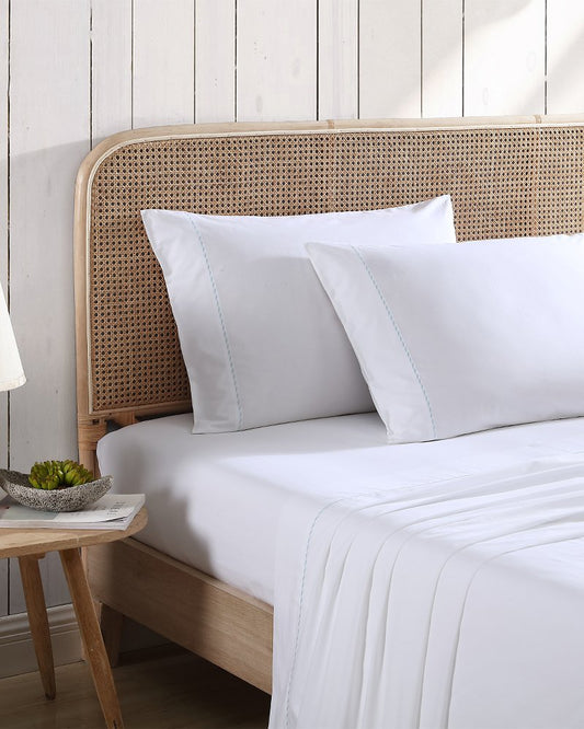 Solid 4-Piece Queen Sheet Set - Blue White/Blue | Tommy Bahama Special Offer - Solid 4-Piece Queen Sheet Set - Blue