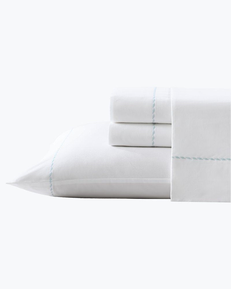 Solid 4-Piece Queen Sheet Set - Blue White/Blue | Tommy Bahama Special Offer - Solid 4-Piece Queen Sheet Set - Blue