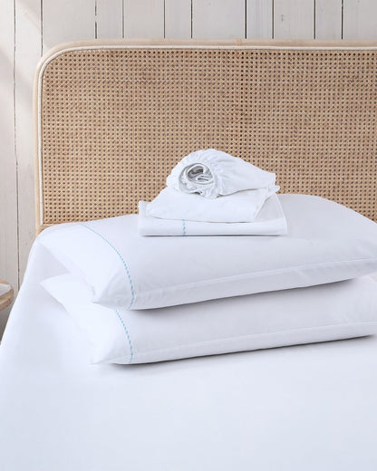 Solid 4-Piece Queen Sheet Set - Blue White/Blue | Tommy Bahama Special Offer - Solid 4-Piece Queen Sheet Set - Blue