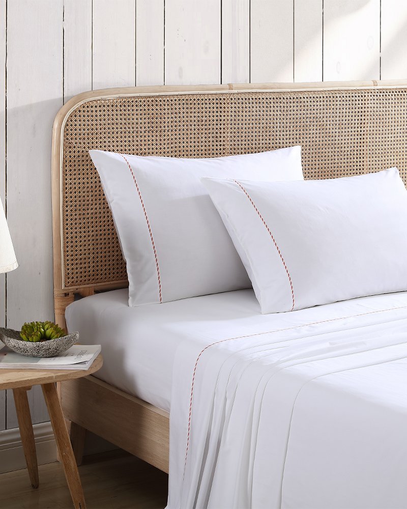 Solid 4-Piece Queen Sheet Set - Orange Orange Flame/White | Tommy Bahama Top Pick - Solid 4-Piece Queen Sheet Set - Orange