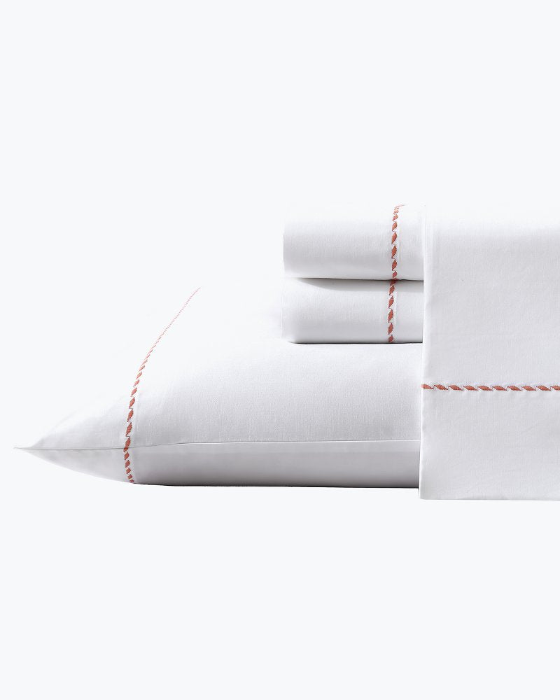 Solid 4-Piece Queen Sheet Set - Orange Orange Flame/White | Tommy Bahama Top Pick - Solid 4-Piece Queen Sheet Set - Orange