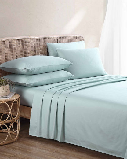 Solid Sateen 6-Piece Queen Sheet Set Blue | Tommy Bahama Essential - Solid Sateen 6-Piece Queen Sheet Set