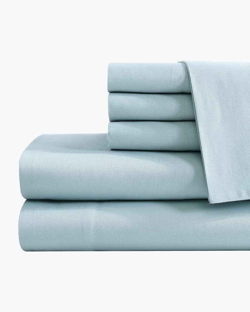 Solid Sateen 6-Piece King Sheet Set Blue | Tommy Bahama Deals - Solid Sateen 6-Piece King Sheet Set
