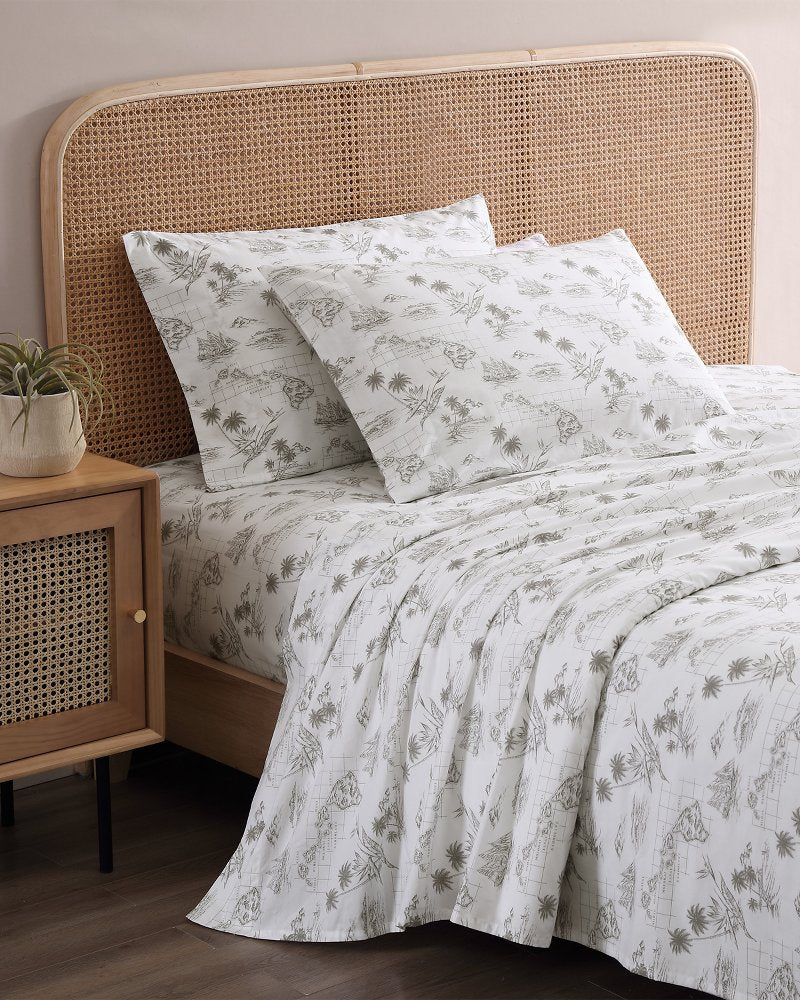 Vintage Map 4-Piece Queen Sheet Set Brown | Tommy Bahama Deals - Vintage Map 4-Piece Queen Sheet Set