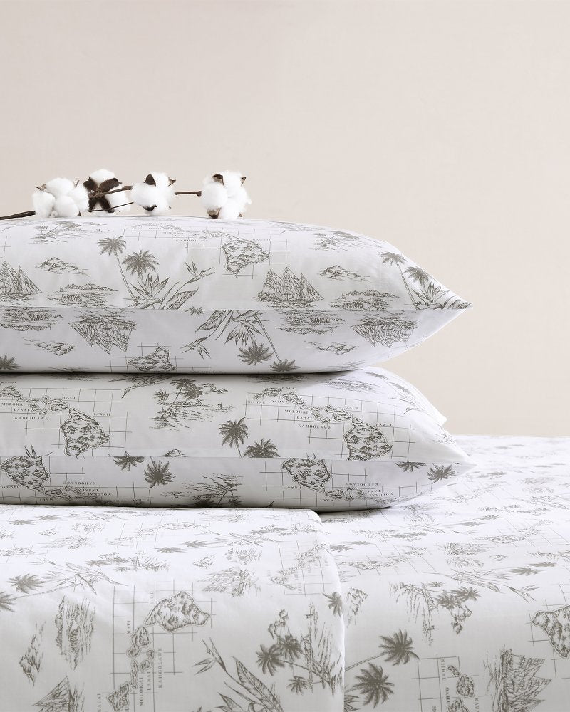 Vintage Map 4-Piece Queen Sheet Set Brown | Tommy Bahama Deals - Vintage Map 4-Piece Queen Sheet Set