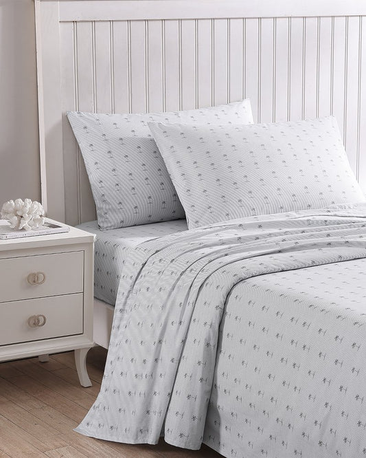 Kew Palms 4-Piece Queen Sheet Set Grey | Tommy Bahama Exclusive - Kew Palms 4-Piece Queen Sheet Set