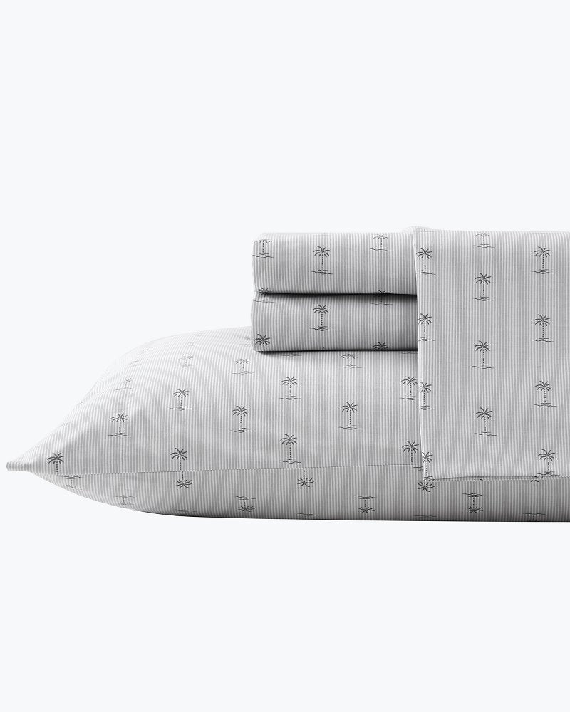 Kew Palms 4-Piece Queen Sheet Set Grey | Tommy Bahama Exclusive - Kew Palms 4-Piece Queen Sheet Set