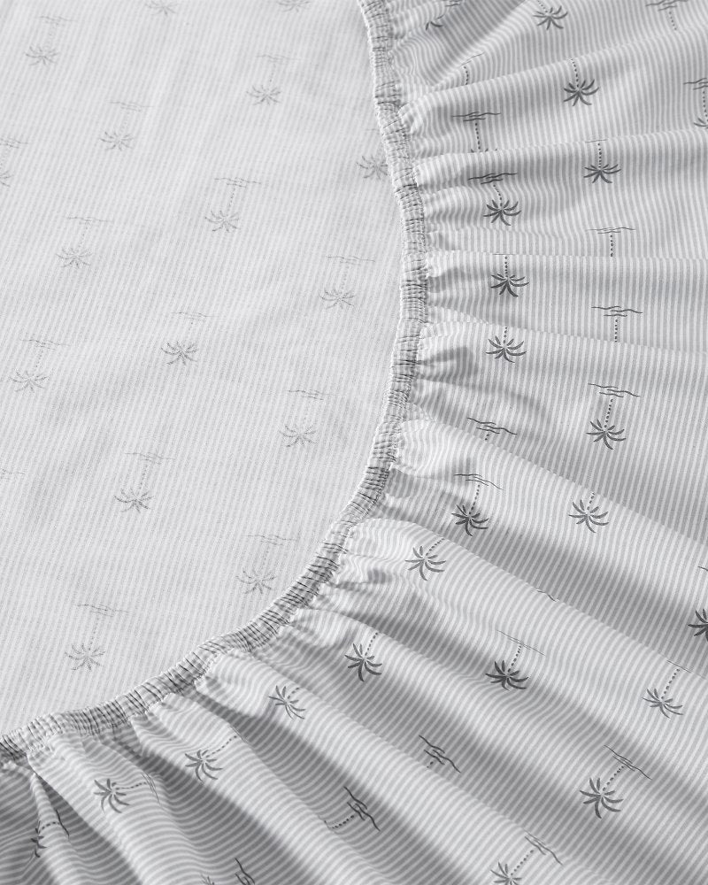 Kew Palms 4-Piece Queen Sheet Set Grey | Tommy Bahama Exclusive - Kew Palms 4-Piece Queen Sheet Set