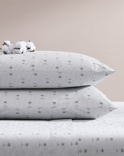 Kew Palms 4-Piece King Sheet Set Grey | Tommy Bahama Deals - Kew Palms 4-Piece King Sheet Set