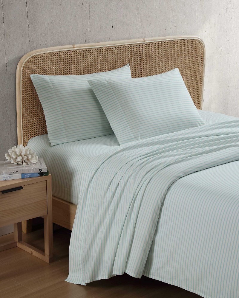 Cool Beach Stripe 4-Piece Queen Sheet Set Stripe Blue | Tommy Bahama Recommended - Cool Beach Stripe 4-Piece Queen Sheet Set