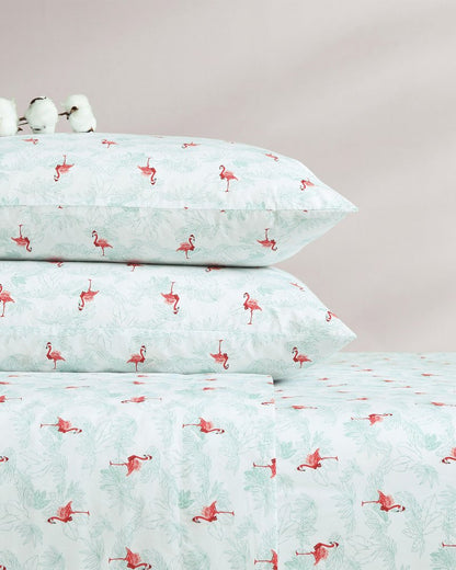 Flamingo Santa 4-Piece King Sheet Set Red/Green | Tommy Bahama Hot Sale - Flamingo Santa 4-Piece King Sheet Set