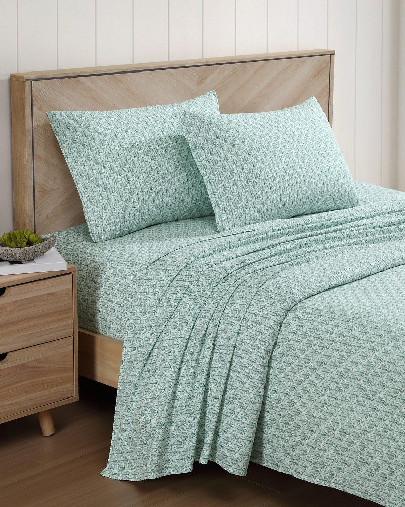 Coastal Batik Green 4-Piece Queen Sheet Set Spring Green | Tommy Bahama New - Coastal Batik Green 4-Piece Queen Sheet Set