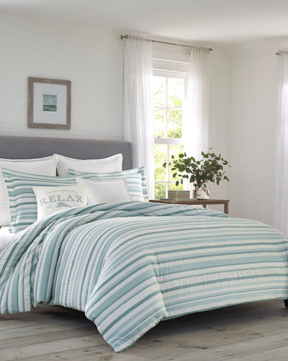 Clearwater Cay 3-Piece Full/Queen Comforter Set Blue/Silver | Tommy Bahama Exclusive - Clearwater Cay 3-Piece Full/Queen Comforter Set